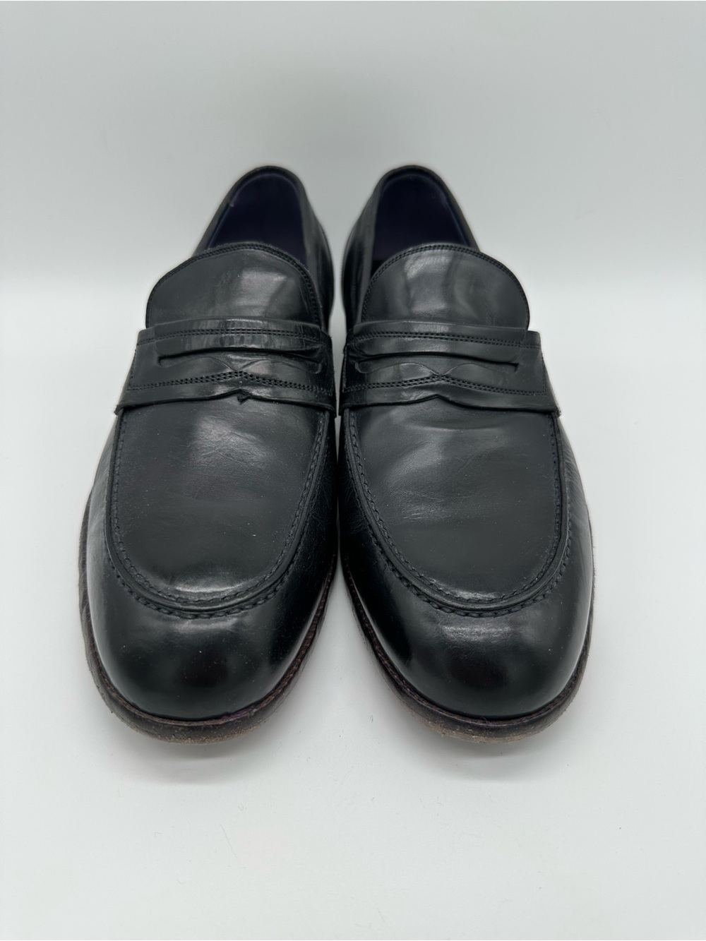 Dolce & Gabbana Black Leather Penny Loafers
